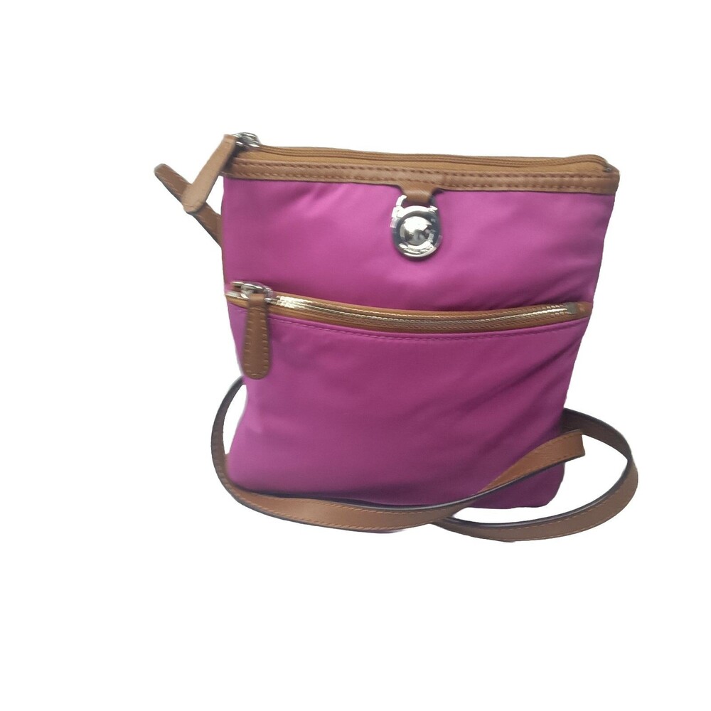 Michael Kors Kempton Bag Zip Pocket Nylon Crossbody Bag Fuchsia Pink SMALL - Picture 3 of 10
